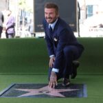 Football legend David Beckham receives a Walk of Fame star