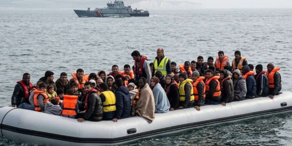 Single boat carrying record 230 migrants crosses from France to the UK